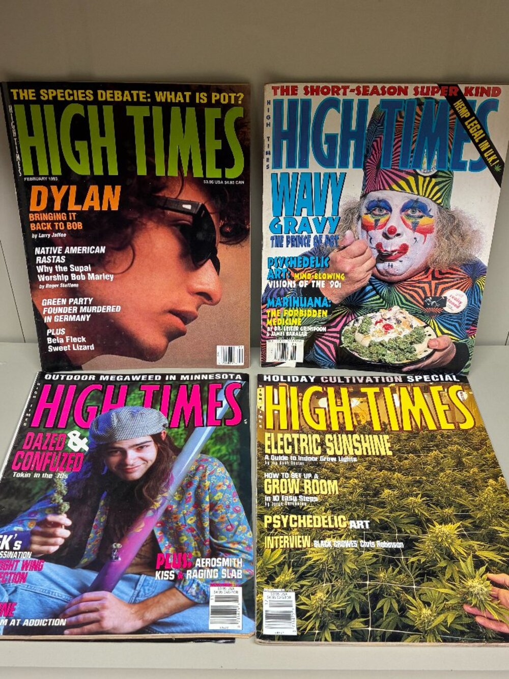 High Times Magazine 1993 Vintage 4 Issue Lot Bob Dylan Psychedelic Art Grow Room